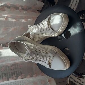 J/Slides NYC Mesh White Leather Sneakers Size 37 EU